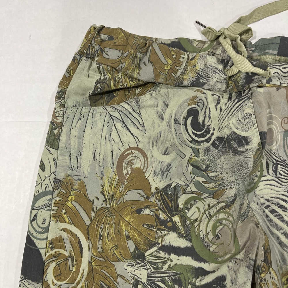 TROPICAL PRINT STRETCH PANTS WITH WAIST TIE - Picture 11 of 15